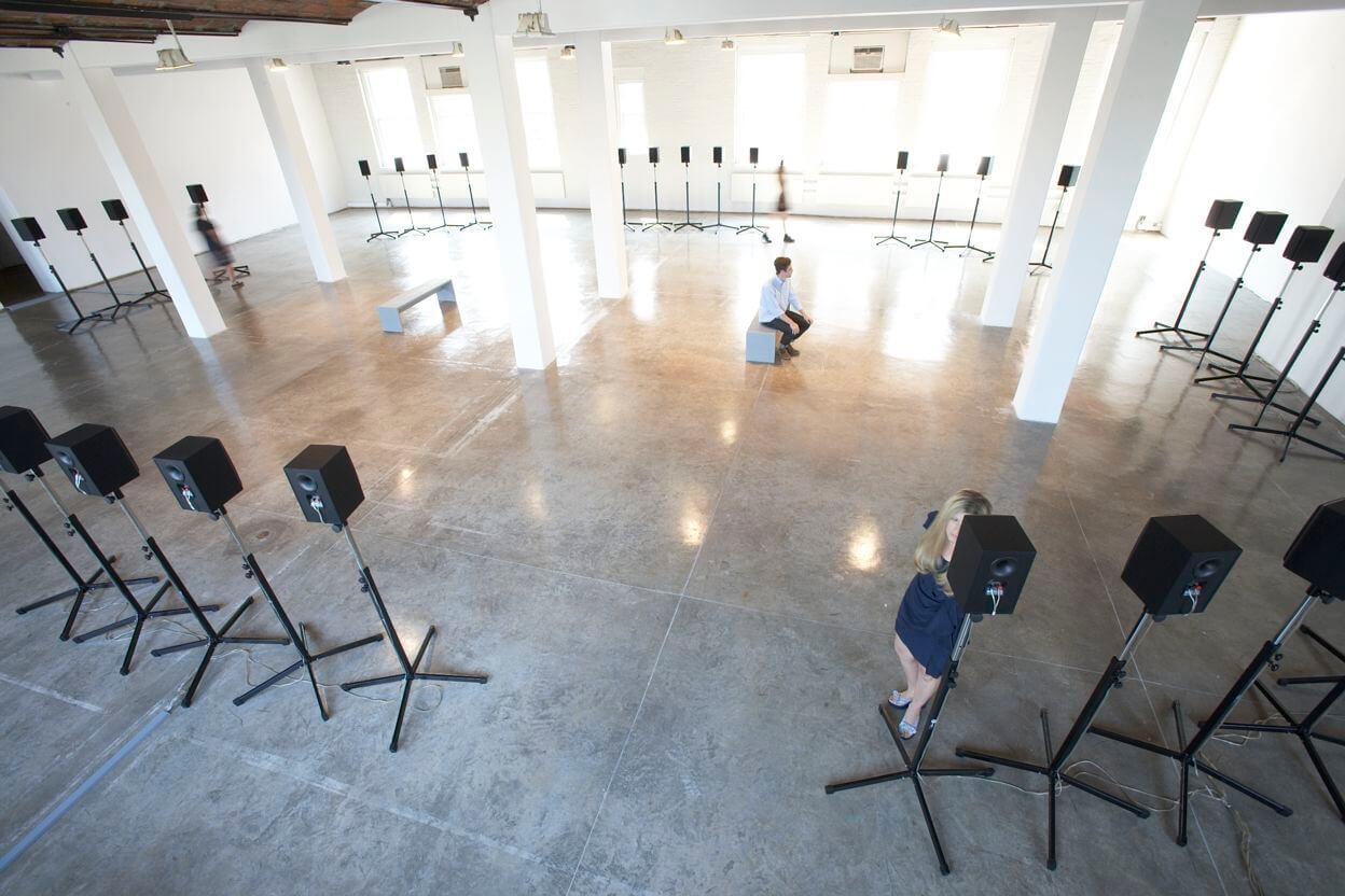 Installation view of Janet Cardiff’s <em>The Forty Part Motet</em> in <em>September 11</em> at MoMA PS1, New York. Courtesy of MoMA PS1 © 2011. Photo: Matthew Septimus.